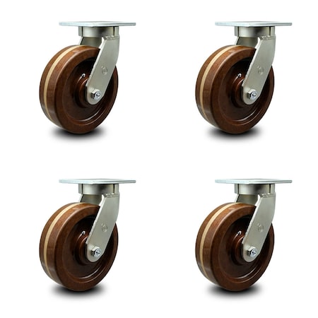 Service Caster 10 Inch Heavy Duty High Temp Phenolic Swivel Caster Set with 2 Swivel Locks SCC SCC-KP92S1030-PHRHT-BSL-2-S-2